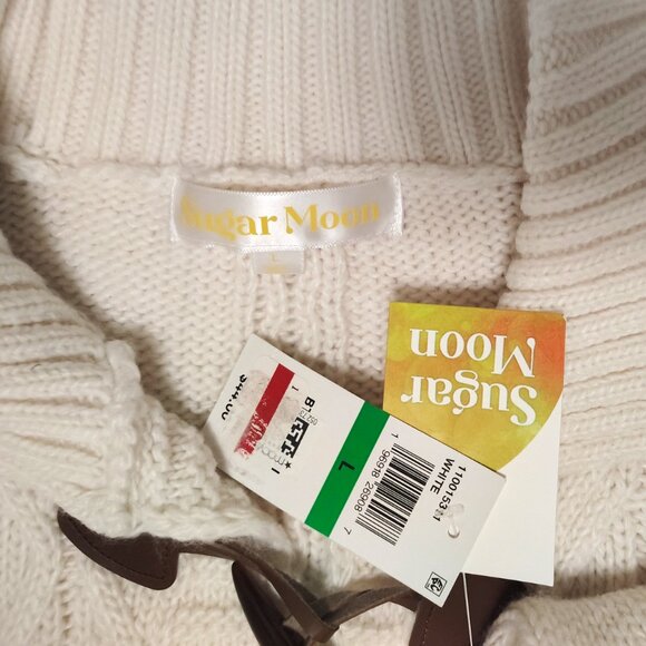 Sugar Moon Juniors' Cable-Knit Toggle-Front Cardigan - White - Picture 4 of 7